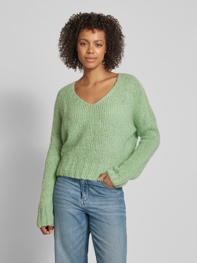 Rich & Royal Gebreide pullover met V-hals Lichtgroen - 4