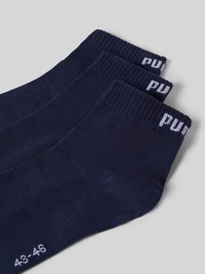 Produktfoto, Sneakersocken mit Logo im 3er-Pack von Puma, granatowe, mieszanka bawełny z dodatkiem streczu, dopasowany krój, logo, zestaw 3 szt.