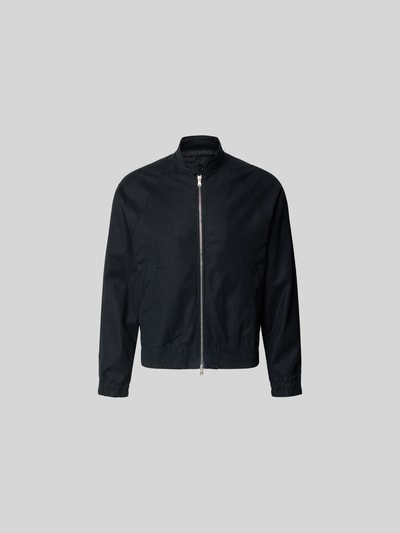 Produktfoto, Bomberjacke aus Baumwoll-Mix von Officine Générale in Dunkelblau, Zweiwege-Reißverschluss, Raglanärmel, elastische Abschlüsse, gerade Passform.