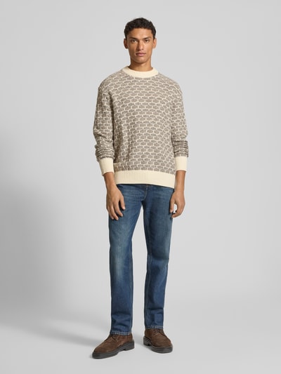 SELECTED HOMME Relaxed fit gebreide pullover van wolmix, model 'KEITH' Offwhite - 1
