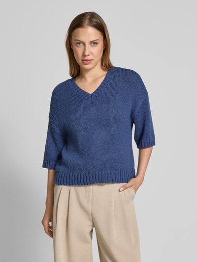 MSCH Copenhagen Sweter z dzianiny z dekoltem w serek model ‘Hannalie’ Szaroniebieski 4