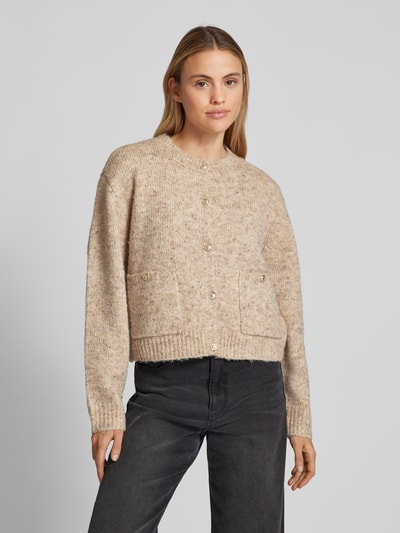 Vero Moda Strickjacke mit überschnittenen Schultern Modell 'CONTIGO' Taupe Melange 4