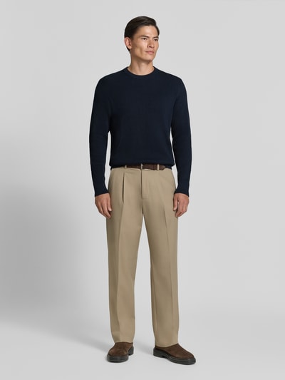 MCNEAL Regular Fit Strickpullover aus Baumwoll-Mix Dunkelblau 1