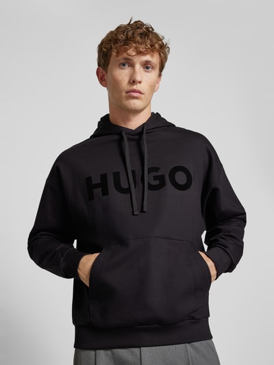 HUGO Hoodie met labelprint, model 'Ditchle' Zwart - 3