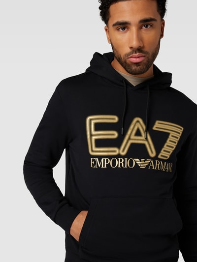 EA7 Emporio Armani Hoodie mit Label-Print Modell 'FELPA' Black 3