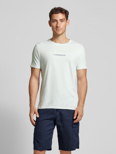 Lindbergh T-Shirt mit Label-Print Modell 'Copenhagen' Hellblau 4