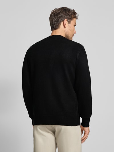 Casual Friday Kurtka z dzianiny o kroju slim fit z dekoltem w serek model ‘Heine’ Czarny 5