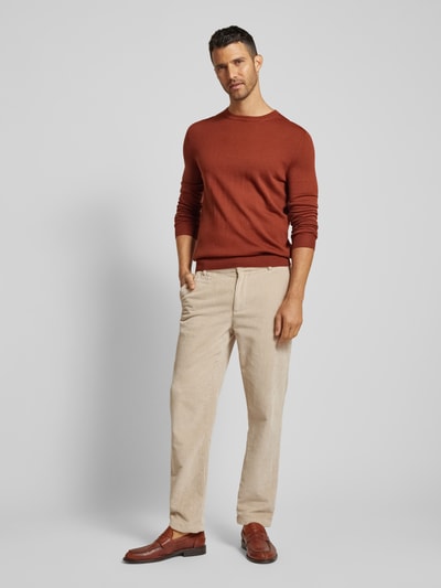 Christian Berg Men Gebreide pullover met ronde hals Terracotta - 1