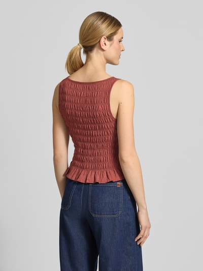 VERO MODA t-shirt o kroju slim fit z mieszanki wiskozy model 'NORI SMOCK' Rdzawoczerwony 5