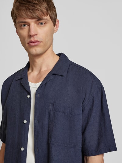 Only & Sons Relaxed fit vrijetijdsoverhemd met 1/2-mouwen, model 'CAIDEN' Marineblauw - 3