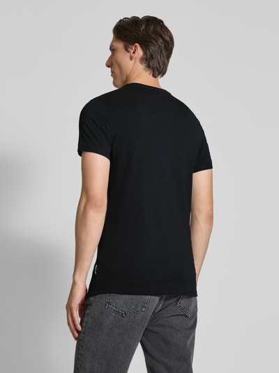Casual Friday T-shirt met geribde ronde hals Zwart - 5