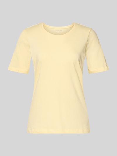 Produktfoto, T-Shirt mit Rundhalsausschnitt von Christian Berg Woman in hellem Gelb, reine Baumwolle, Regular Fit, glatte Textur