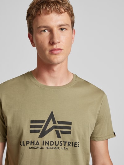 Alpha Industries T-Shirt mit Label-Print Oliv 3