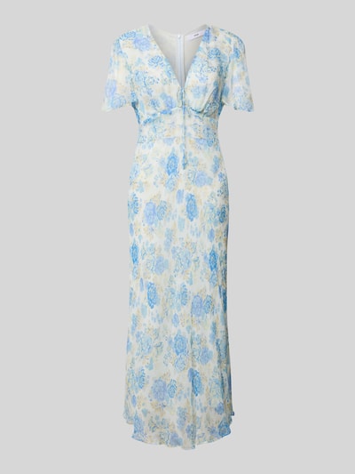 Mango Midikleid mit V-Ausschnitt Modell 'RONALDI' Hellblau 2