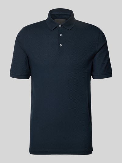 Produktfoto, Slim Fit Poloshirt mit Strukturmuster von bugatti in Dunkelblau, Baumwolle, Knopfleiste, dezente Struktur, Herrenmode
