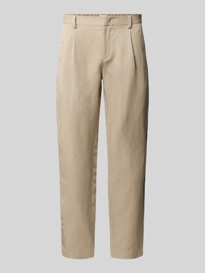 Produktfoto, Slim Fit Hose mit Gesäßtaschen van Roy Robson, heren broek in beige, materiaalmix met katoen, steekzakken, bandwijdte maat 50 42 cm, binnenbeenlengte 78 cm