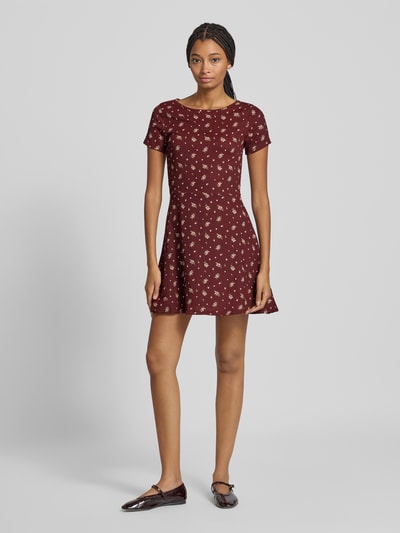 Only Mini-jurk met all-over motief, model '30 BILL' Bordeaux gemêleerd - 1