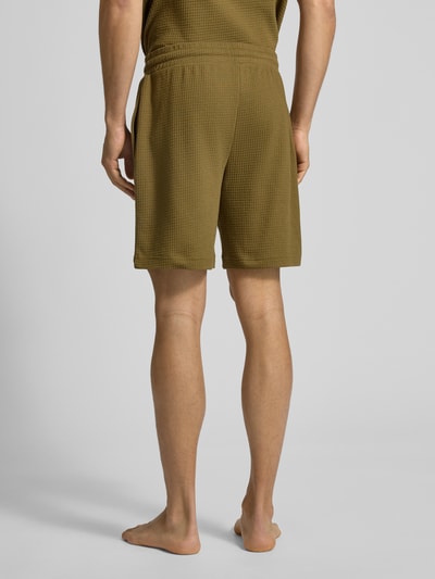 HUGO Regular Fit Sweatshorts mit Strukturmuster Modell 'Austin' Khaki 5