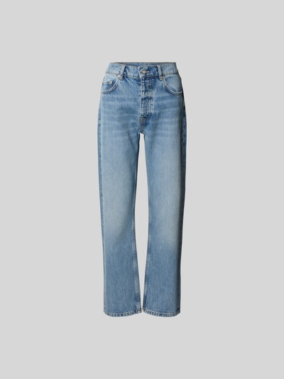 Produktfoto, Jeans im 5-Pocket-Design von Anine Bing in hellem Blau, Straight Fit, Verkürzte Passform, Knopf- und Reißverschluss, reine Baumwolle