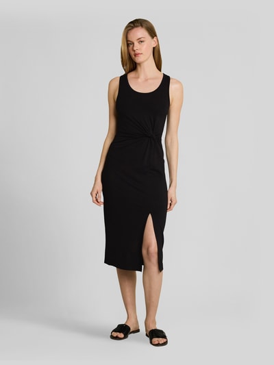 Tom Tailor Denim Kleid aus Viskose-Mix mit Knoten-Detail und Schlitz Black 4