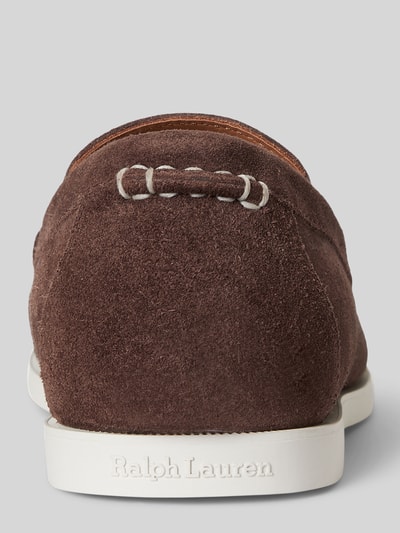 Productfoto, 'Loafer aus echtem Leder' van Polo Ralph Lauren in effen bruin suède met gestructureerde zool en logo-reliëf