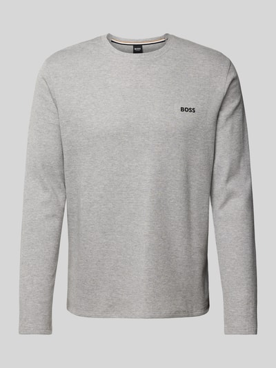 BOSS Longsleeve mit Label-Stitching Modell 'WAFFLE' Mittelgrau 2