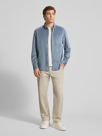 Drykorn Regular fit vrijetijdsoverhemd van corduroy met button-downkraag Bleu - 1