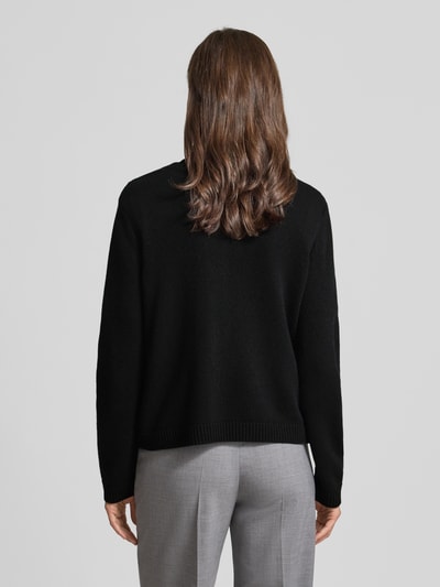 Milano Italy Regular fit gebreid jack met viscose en kasjmier Zwart - 5