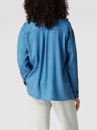 Vila Bluza koszulowa z materiału stylizowanego na denim model 'Vibista' Jeansowy niebieski 5