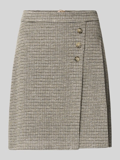 Produktfoto, Wickelrock mit Knöpfen von MORE & MORE aus Material-Mix mit Viskose-Anteil, A-Linie, Allover-Muster, beige, Minirock
