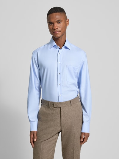 ETERNA Regular fit zakelijk overhemd van katoen met kentkraag Bleu - 4