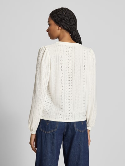 Only Relaxed fit blouseshirt met ajourpatroon, model 'SANDRA' Wit - 5