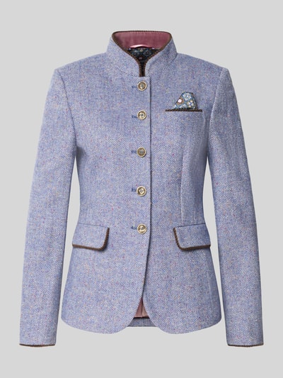 Produktfoto, Blazer mit Viskose-Anteil und Stehkragen von White Label, taillierter Schnitt, gemusterter Stoff, Pattentaschen, Einstecktuch, Knopfleiste, dezente Pastelltöne, strukturierte Oberfläche, Damenmode