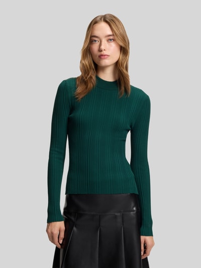 HUGO Slim Fit Pullover mit Rippstruktur Modell 'SARPHAMMILK' Dunkelgruen 4