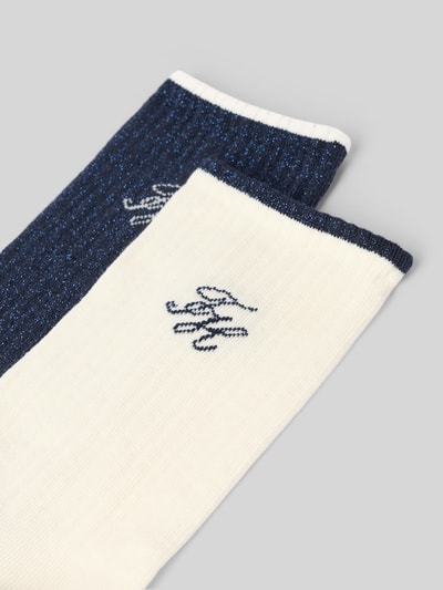 Produktfoto, Socken aus Baumwoll-Mix von Tommy Hilfiger, eine Socke in Dunkelblau mit Glitzer, eine in Creme, Damen Socken von Tommy Hilfiger
