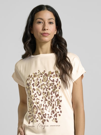 Christian Berg Woman T-shirt met geribde ronde hals Ecru - 3