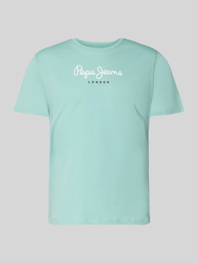Produktfoto, Regular Fit T-Shirt aus reiner Baumwolle Modell 'EGGO' von Pepe Jeans, Optik: Unifarben, Label-Print, Rundhals, Kurzarm, Jersey.