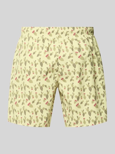 Produktfoto, Regular Fit Badehose mit Allover-Motiv-Print von Colmar Originals in Gelb mit Kaktusmuster, elastischer Bund, Tunnelzug