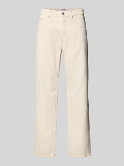 Produktfoto, Straight Fit Jeans aus einer Baumwolle von Only & Sons in einfarbigem Beige, High Waist, 5-Pocket-Design, Denim-Struktur, Regular-Länge