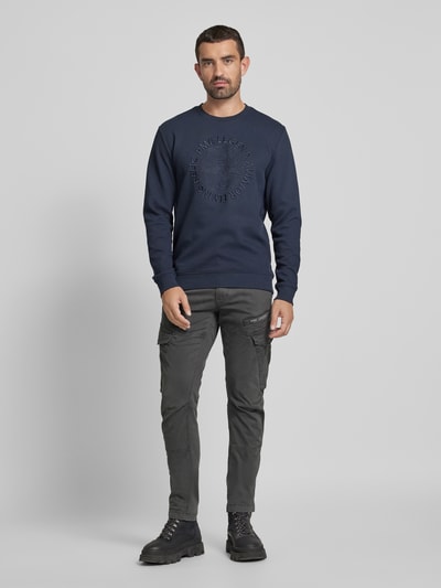 PME Legend Slim fit cargobroek met labeldetail, model 'NORDROP' Antraciet - 1