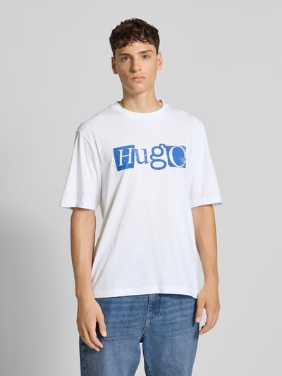 Hugo Blue Regular Fit T-Shirt aus reiner Baumwolle Weiss 4