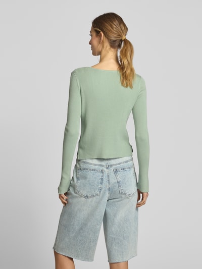 Tom Tailor Denim Slim fit cardigan met ribstructuur Rietgroen - 5