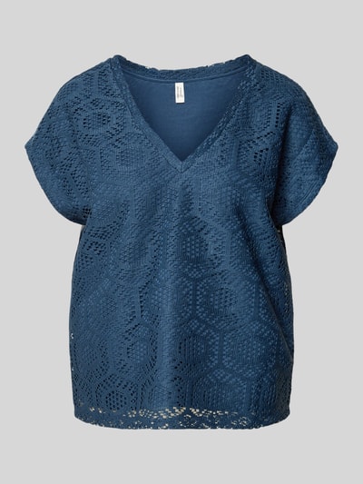 Produktfoto, Boxy Fit T-Shirt mit semitransparentem Besatz Modell 'IRIS' von Vero Moda, damski t-shirt, efekt: jednolity kolor, krój: pudełkowy krój, wzór: abstrakcyjny, detale: półprzezroczysty materiał, dekolt: dekolt w serek, rękaw: bez rękawów, wykończenie materiału: ażur, stretch