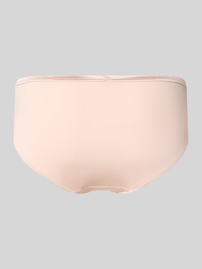 Produktfoto, Slip mit Spitzenbesatz von Mey in hellem Beige, glatte Oberfläche, Viskose-Elasthan-Mix, körpernaher Schnitt.