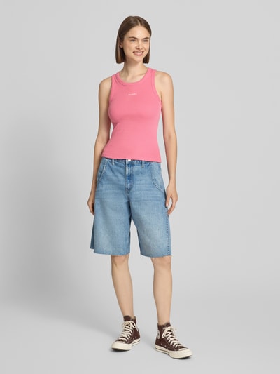 OH APRIL Trägertop in Ripp-Optik mit Label-Stitching Modell 'Dara' Pink 1