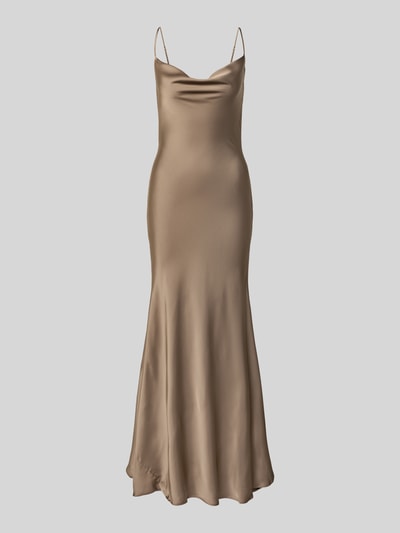 Bardot Abendkleid mit Wasserfall-Ausschnitt Modell 'MONROE' Taupe 2