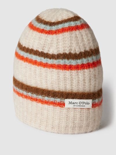 Marc O'Polo Beanie mit Kontraststreifen  Modell 'Rib Beanie Stripes' Sand Melange 1