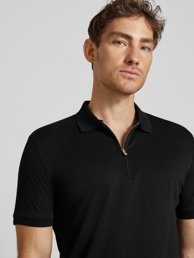 SELECTED HOMME Koszulka polo z krótkim zamkiem błyskawicznym model ‘FAVE’ Czarny 3