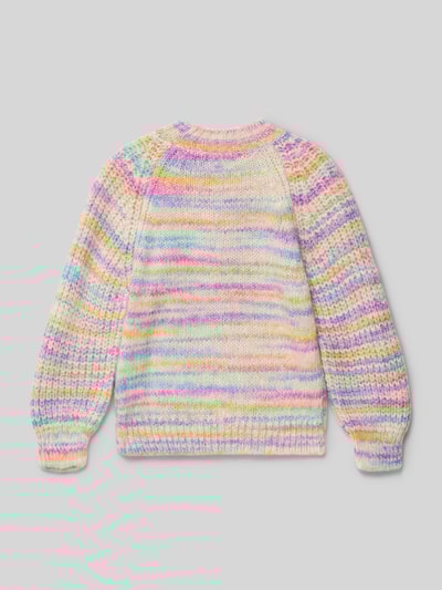 Only Sweter z dzianiny o kroju regular fit z melanżowymi paskami model ‘CARMA-LIA’ Écru 3