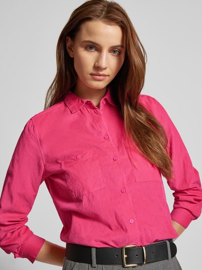 Christian Berg Woman Regular fit corduroy blouse met borstzakken Felroze - 3